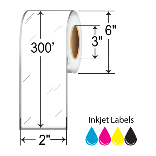 BarcodeFactory 2x300' Inkjet High-Gloss Label [Non-Perforated] L-IJ-GP2300CR-36
