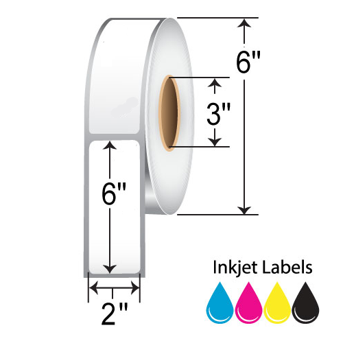 BarcodeFactory 2x6 Matte Inkjet Film Label [Non-Perforated, Freezer-Grade] L-IJ-MF26550R-36
