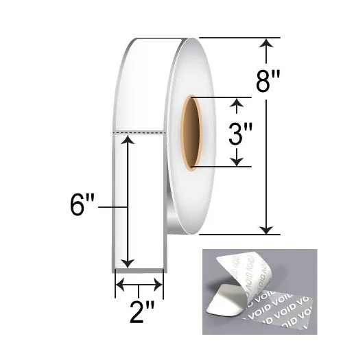 Barcodefactory 2x6 Polypropylene TT Label [Tamper-Evident, Perforated] BAR-2-6-1000-VOID-3