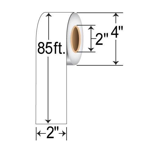 BarcodeFactory 2"x85' Continuous Inkjet Label [Non-Perforated] L-IJ-MP21285-2