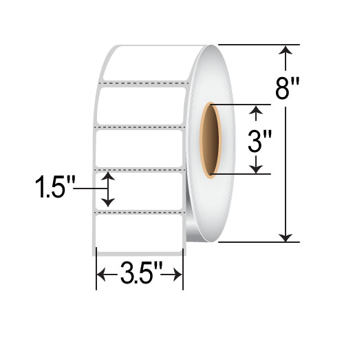 Barcodefactory 3.5 x 1.5 Thermal Transfer Paper Label [Perforated] RT-35-15-3600-3-BAR-EA