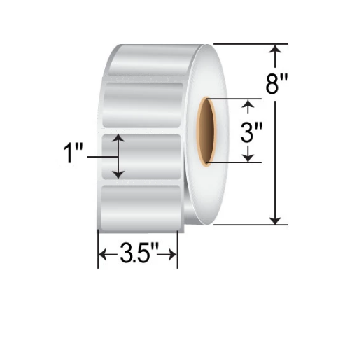 Barcodefactory 3.5" x 1" Silver Polyester Label [Non-Perforated] 3.5X1.5-3-SILVER