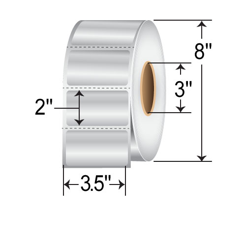 BarcodeFactory 3.5 x 2 Thermal Transfer Silver Mylar Label BAR-3.5-2-2750-MSIL