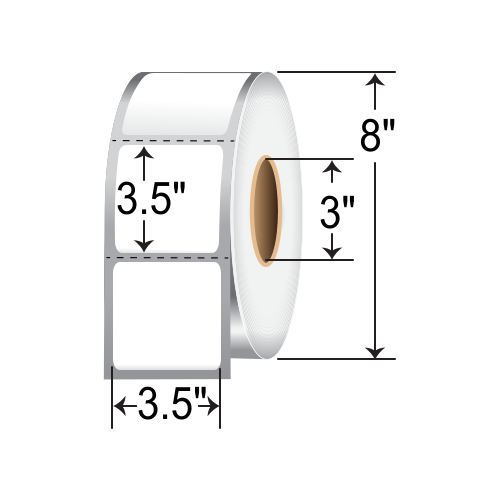 Barcodefactory 3.5x3.5  DT Label [Premium Top Coated, Perforated] RD-35-35-1600-3