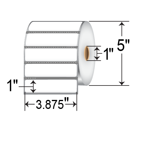 Barcodefactory 3.875x1  DT Label [Premium Top Coated, Freezer, Perforated, Black Mark Sensing] IV-PERF-LABEL-ROLL