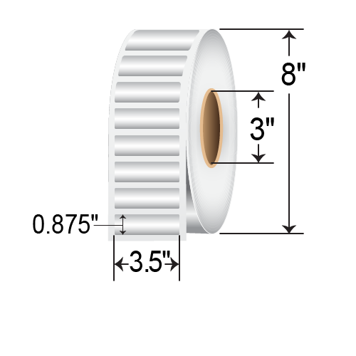 Barcodefactory 3.5x0.875 Polyester TT Label [Perforated, Silver] 3.5X.875-3-SILVER