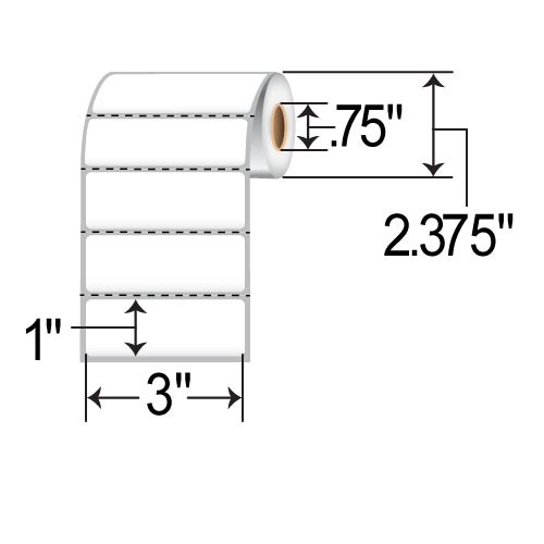 Barcodefactory 3x1  DT Label [Premium Top Coated, Perforated, for Mobile, Black Mark Sensing] 510702