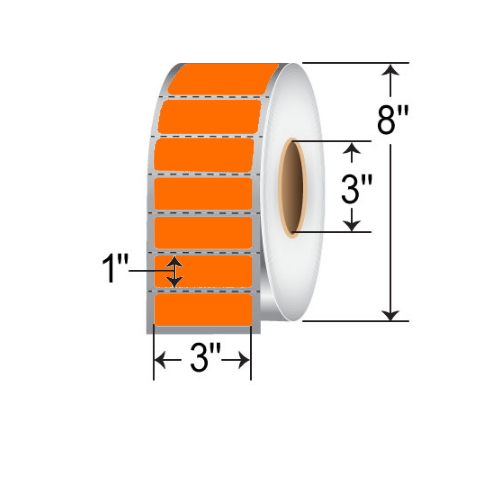 Barcodefactory 3x1  DT Label [Perforated, Orange] RD-3-1-5500-OR