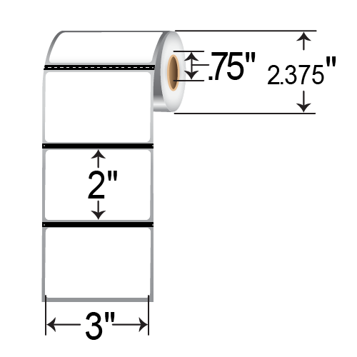 Barcodefactory 3x2  DT Label [Perforated, for Mobile, Black Mark Sensing] 510713