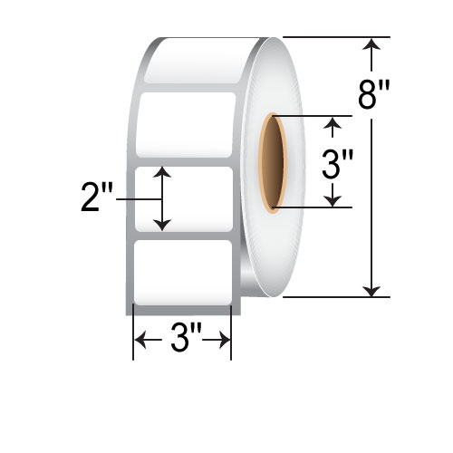 Zebra 8000T 3x2 Polyester TT Label [Tamper-Evident, Perforated, Silver] 10022923