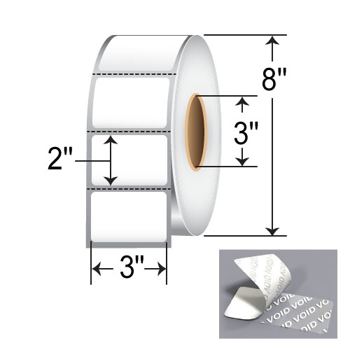 Zebra 8000T 3x2 Polyester TT Label [Tamper-Evident, Perforated] 10023261