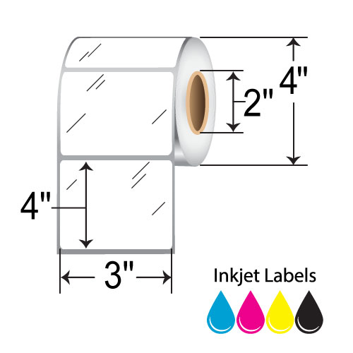 BarcodeFactory 3x4 Inkjet High-Gloss Label [Non-Perforated] RIJGS-3-4-385-2
