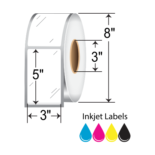 BarcodeFactory 3x5 Inkjet High-Gloss Label [Non-Perforated] RIJGS-3-5-1420-3