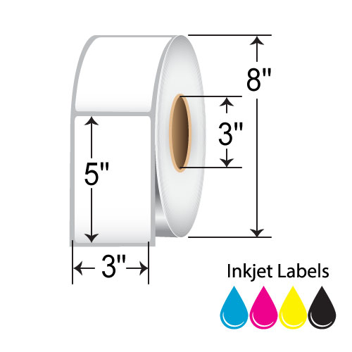 BarcodeFactory 3x5 Polypropylene Inkjet Label [Non-Perforated] RIJS-3-5-1100-3