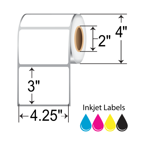 Barcodefactory 4.25x3 Matte Film Inkjet Label [Non-Perforated, Freezer] L-IJ-BK43395R-24