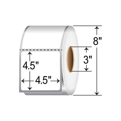 Barcodefactory 4.5x4.5  DT Label [Premium Top Coated, Perforated] RD-45-45-1400-3