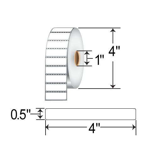 Barcodefactory 4x0.5  DT Label [Premium Top Coated, Perforated] RD-4-05-2450-1