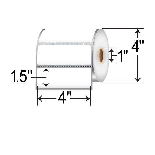 Barcodefactory 4x1.5  DT Label [Premium Top Coated, Removable, Perforated] RDE-4-15-960-1