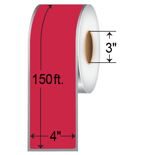 BarcodeFactory 4x150' TT Pipe Labels [Red, Non-Perforated] 4X150-RED