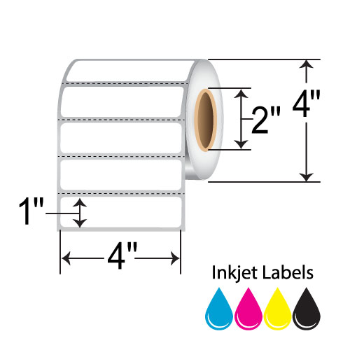 Barcodefactory 4x1 Polypropylene Inkjet Label [Perforated] RIJK-4-1-960-2