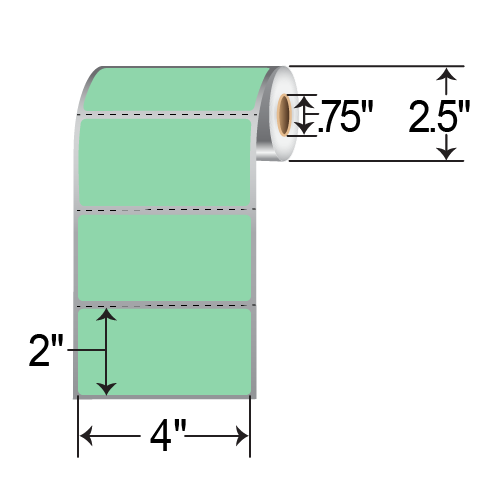 Barcodefactory 4x2  DT Label [Perforated, Green] 4X2-.75-GRN-BCF-EA