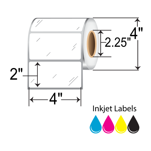 BarcodeFactory 4x2 Gloss Poly Inkjet Label [Non-Perforated] IGP-4-2-450-225NP