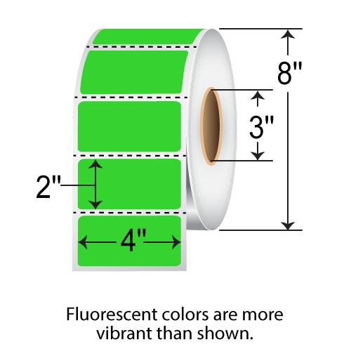 Barcodefactory 4x2  TT Label [Perforated, Fluorescent Green] FL-4-2-2900-GR