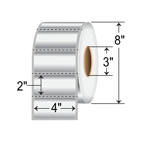 Zebra Z-Ultimate 4000T 4x2 Polyester TT Label [Ultra Aggressive, Perforated, Silver] 10023161