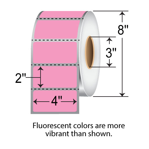 Barcodefactory 4 x 2 Thermal Transfer Paper Label - Fluorescent Pink FL-4-2-2900-PK