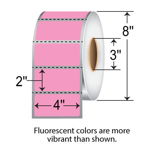 Barcodefactory 4x2  TT Label [Perforated, Fluorescent Pink] 640234