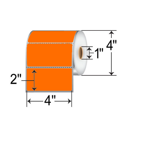 Barcodefactory 4x2  DT Label [Perforated, Orange] RD-4-2-735-OR