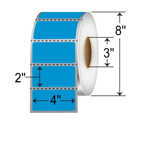 Barcodefactory 4x2  TT Label [Perforated, Blue] TH42-1PBL