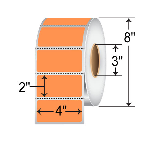Barcodefactory 4x2  TT Label [Perforated, Orange] 640278
