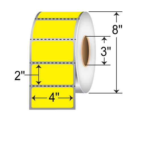 Barcodefactory 4x2  TT Label [Perforated, Yellow] 640256
