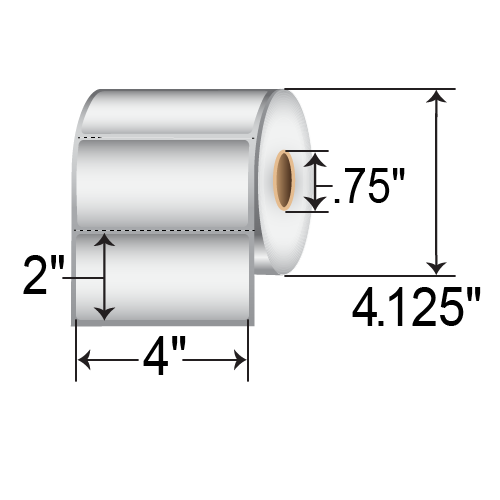 Zebra ThermaLock 4100D 4x2 Polypropylene DT Label [Premium Top Coated, Perforated, Silver] 10040024