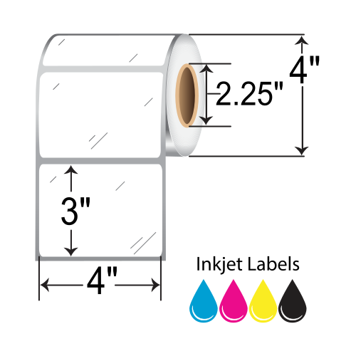 BarcodeFactory 4x3 Gloss Paper Inkjet Label [Non-Perforated] IJG-4-3-350-225NP