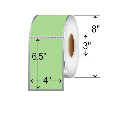 Barcodefactory 4x6.5  TT Label [Perforated, Green] 640-TTT-4-65P-GREEN