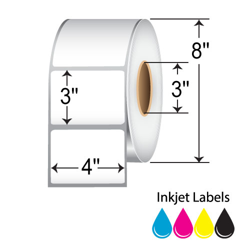 BarcodeFactory 4x3 Gloss Poly Inkjet Label [Non-Perforated] IGP-4-3-1750-3NP