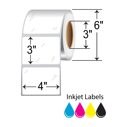 BarcodeFactory 4x3 Inkjet High-Gloss Label [Non-Perforated] RIJGS-4-3-1380-3