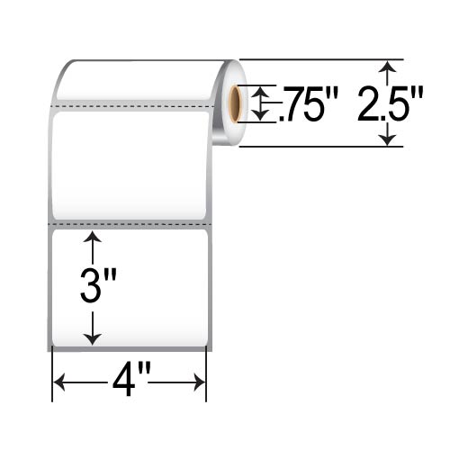 Zebra 4x3 Polypropylene TT Label [4up, Perforated, Slit] 10024178