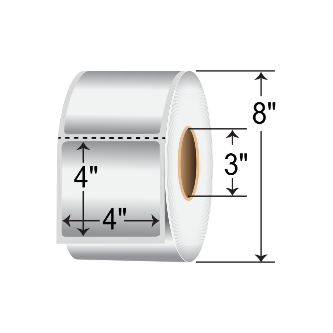 Zebra Z-Xtreme 4000T 4x4 Polyester TT Label [Ultra Aggressive, Perforated, Silver] 10023183