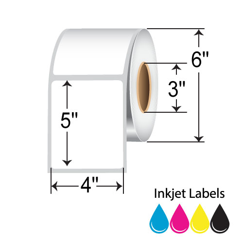 BarcodeFactory 4x5 Inkjet High-Gloss Label [Non-Perforated] RIJGS-4-5-840-3