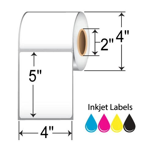 BarcodeFactory 4x5 Inkjet High-Gloss Film Label [Non-Perforated] L-IJ-GF45310R-24