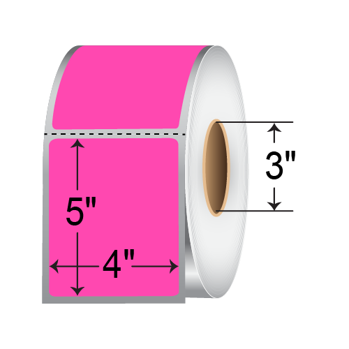 Barcodefactory 4x5  TT Label [Perforated, Fluorescent Pink] BAR-TT4X5-3-PK