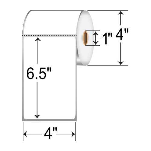Barcodefactory 4x6.5  DT Label [Premium Top Coated, Perforated] RD-4-65-230-1