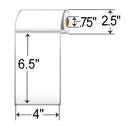 Barcodefactory 4x6.5  DT Label [Premium Top Coated, Perforated, for Mobile] RD-4-65-90-075