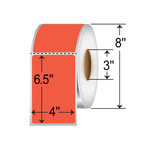 Barcodefactory 4x6.5  TT Label [Perforated, Red] RFC-4-65-900-RD