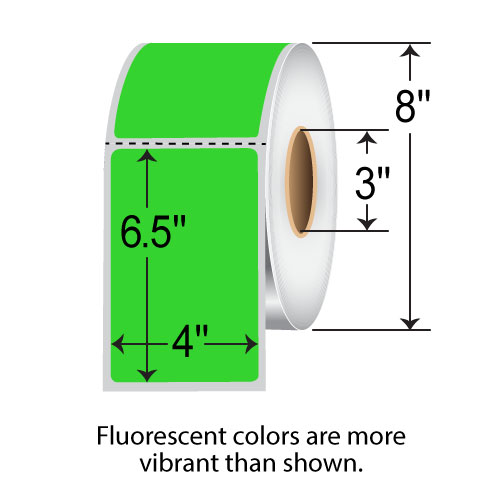 Barcodefactory 4x6.5  TT Label [Perforated, Fluorescent Green] TH465-1PFG
