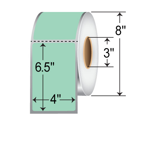 Barcodefactory 4x6.5  TT Label [Perforated, Green] 640-TTT-4-65P-GREEN