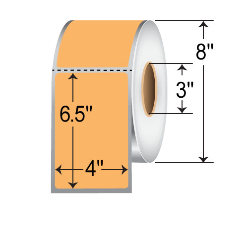 Barcodefactory 4x6.5  TT Label [Perforated, Fluorescent Orange] 610018